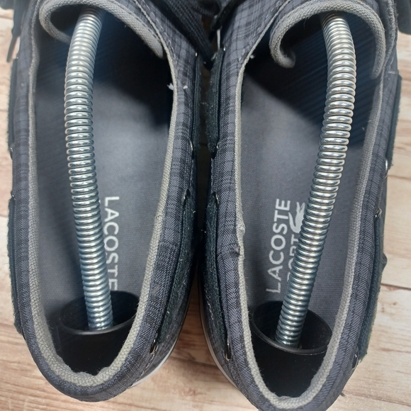Lacoste Boat Deck Shoe Loafers Black Gray Plaid Men's Size 12 Slip On - Picture 5 of 9